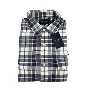 Lucky Brand Mens Navy and White Flannel Shirt Size Small NWT